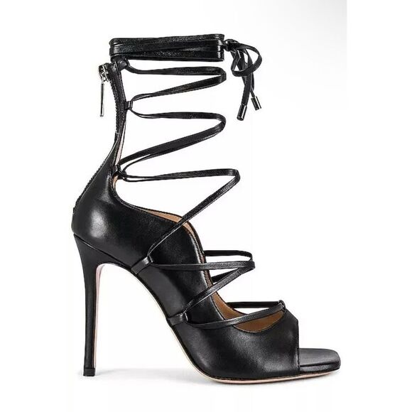 New LITA by Ciara Solid Strappy Leather Heel Sandal In Black Size 41‎ In US 9.5 - Picture 1 of 9